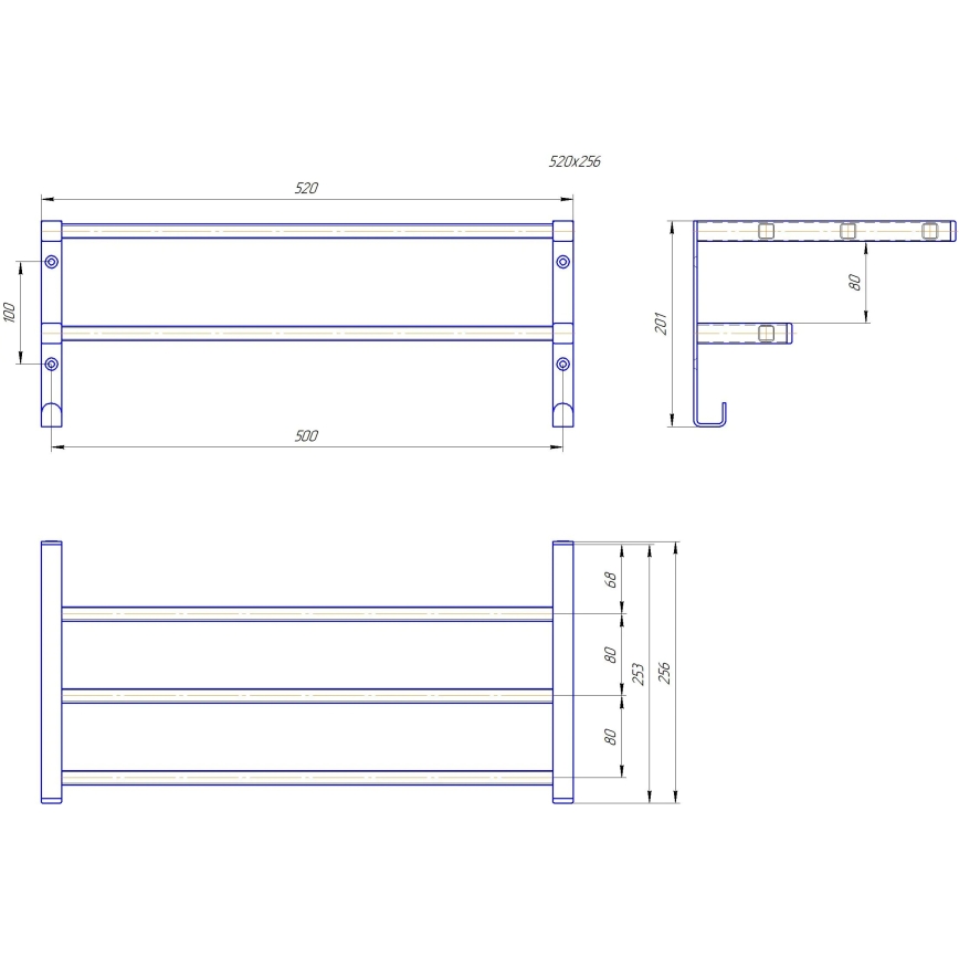 Sušák na uteráky na kúpeľňový radiátor HF SHEFFIELD 52x25,6 cm čierna