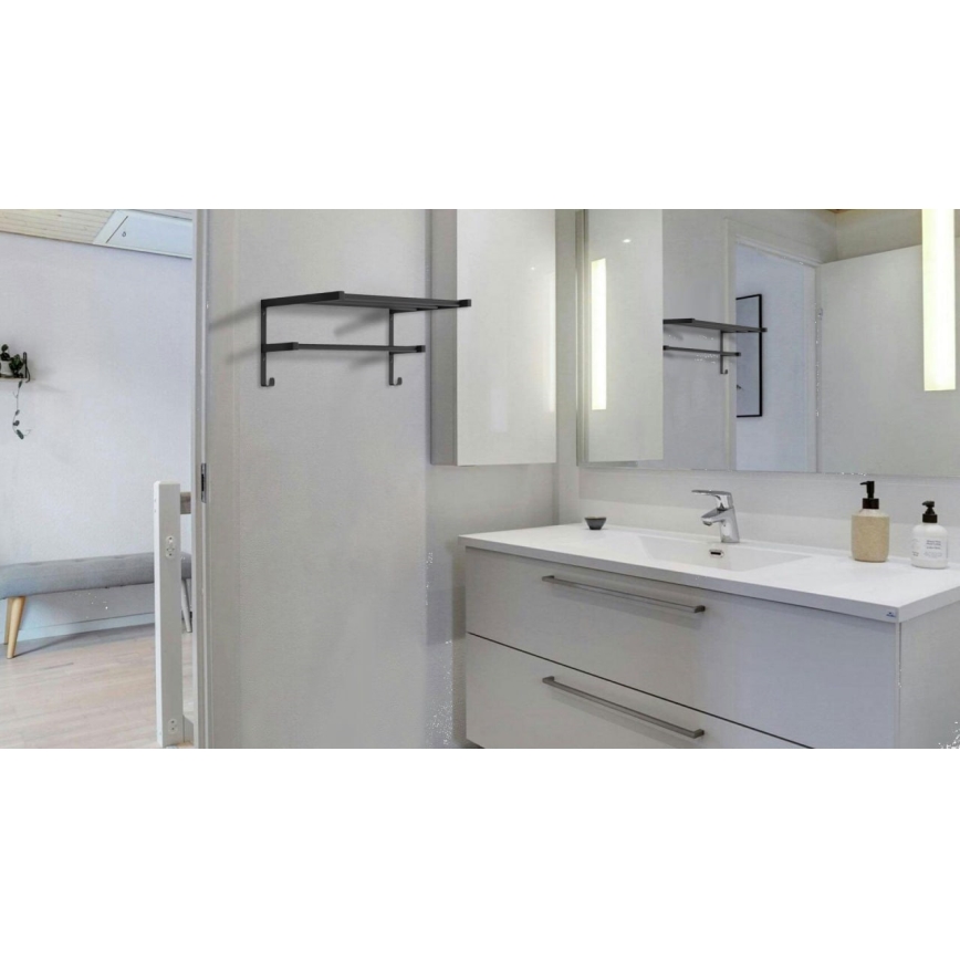 Sušák na uteráky na kúpeľňový radiátor HF SHEFFIELD 52x25,6 cm čierna