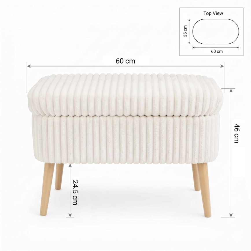 Taburet MOLIS 35x60 cm biela