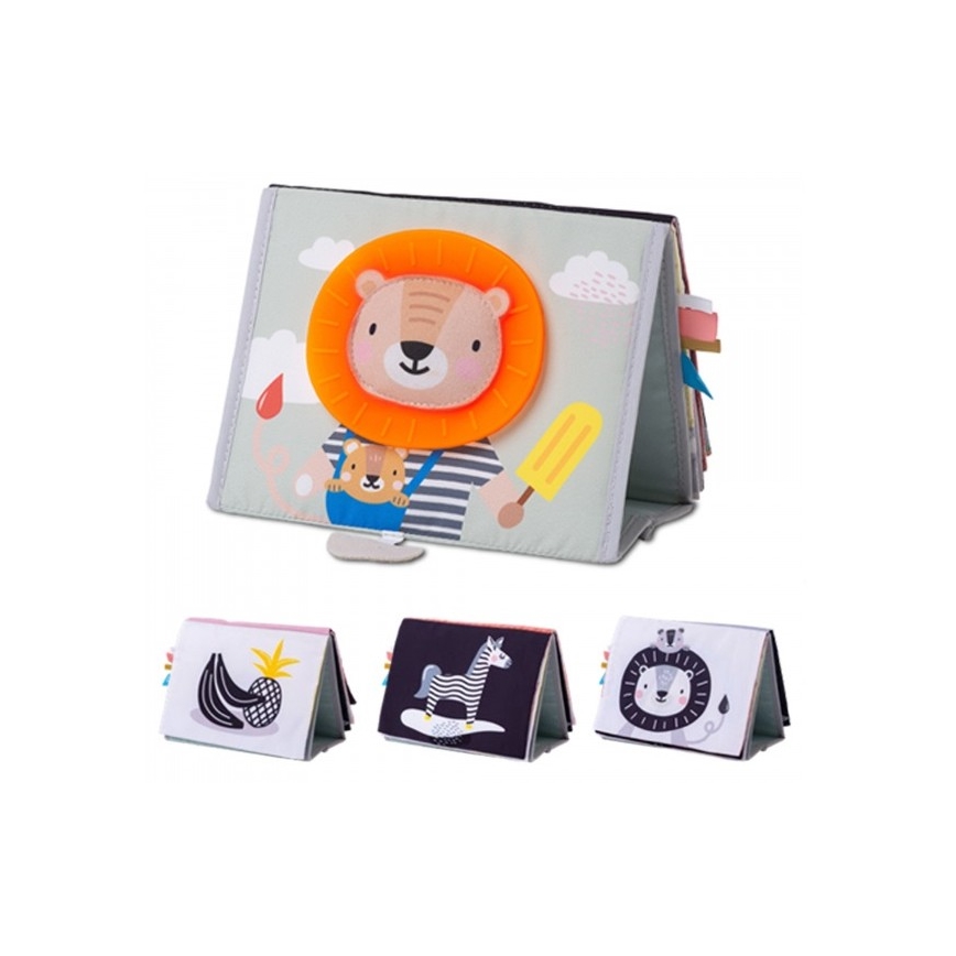 Taf Toys - Detská textilná knižka so zrkadielkom savana