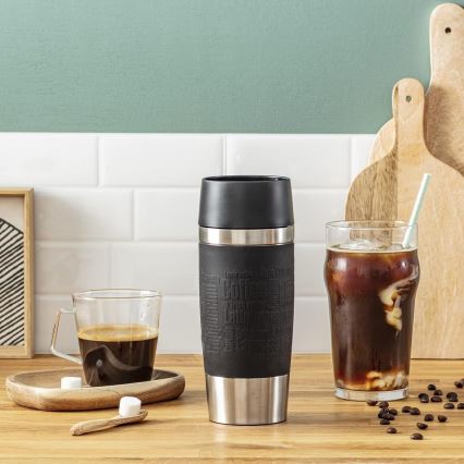 Tefal - Cestovný hrnček 360 ml TRAVEL MUG nerez/čierna