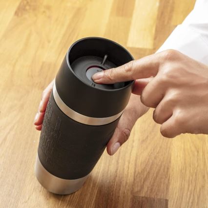 Tefal - Cestovný hrnček 360 ml TRAVEL MUG nerez/čierna