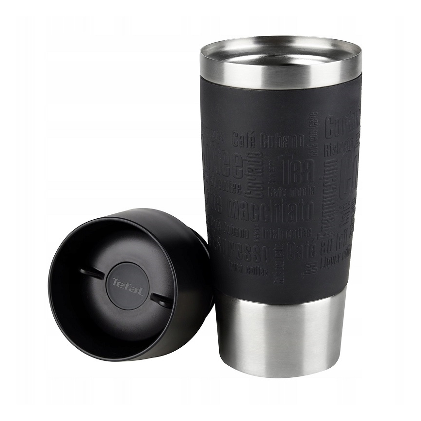 Tefal - Cestovný hrnček 360 ml TRAVEL MUG nerez/čierna