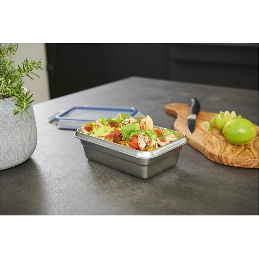 Tefal - Dóza na potraviny 0,8 l MSEAL STEEL modrá/nerez