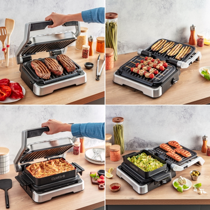 Tefal - Kontaktný gril OPTIGRILL 2100W/230V matný chróm