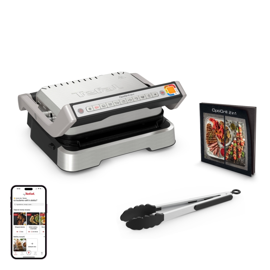 Tefal - Kontaktný gril OPTIGRILL 4v1 2100 W/230 V nerezová oceľ