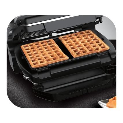 Tefal - Kontaktný gril OPTIGRILL+ INOX WAFFLES 2000W/230V čierna/chróm