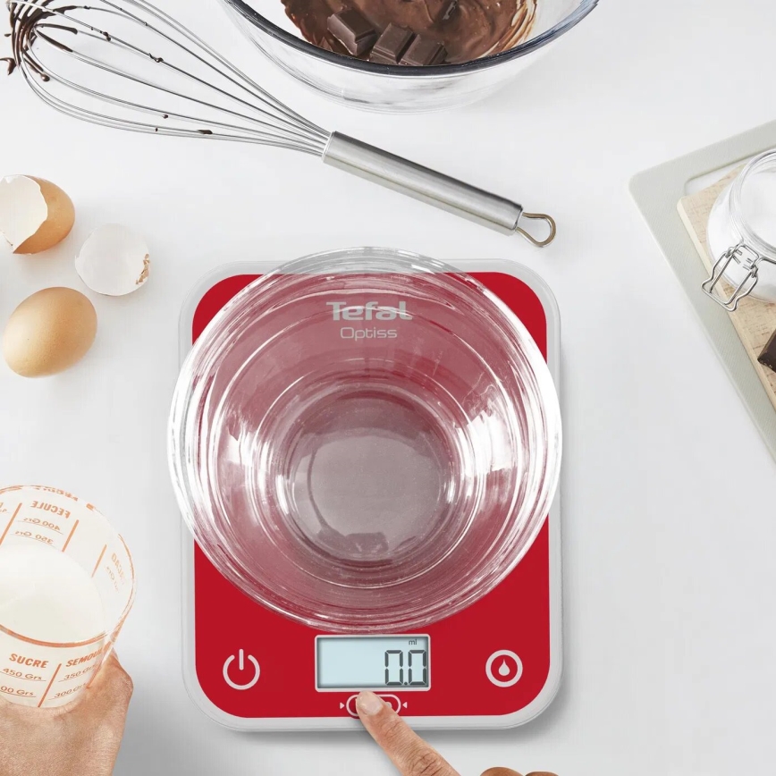 Tefal - Kuchynská váha OPTISS 2xAAA červená