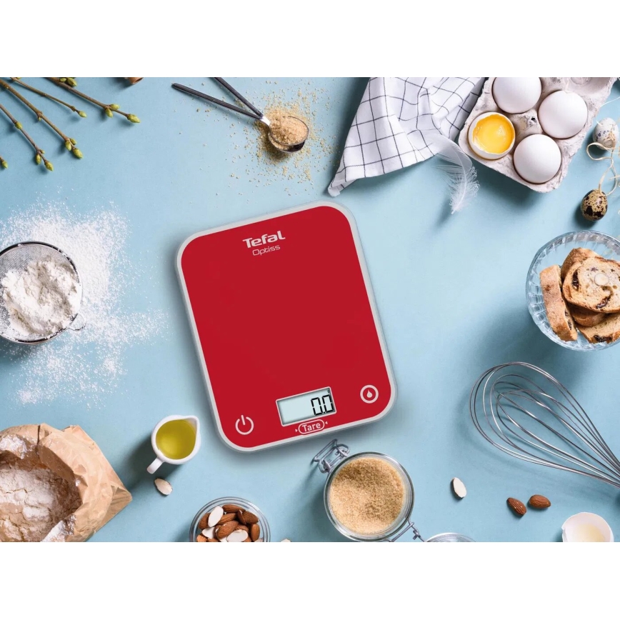 Tefal - Kuchynská váha OPTISS 2xAAA červená