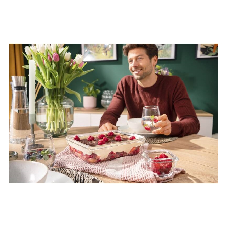 Tefal - Nádoba na potraviny 3 l MSEAL GLASS červená/sklo