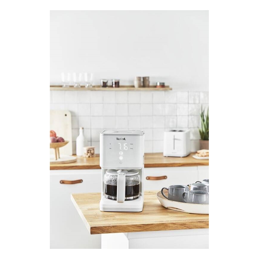 Tefal - Prekvapkávajúci kávovar s LCD displejom SENSE 1000W/230V biela