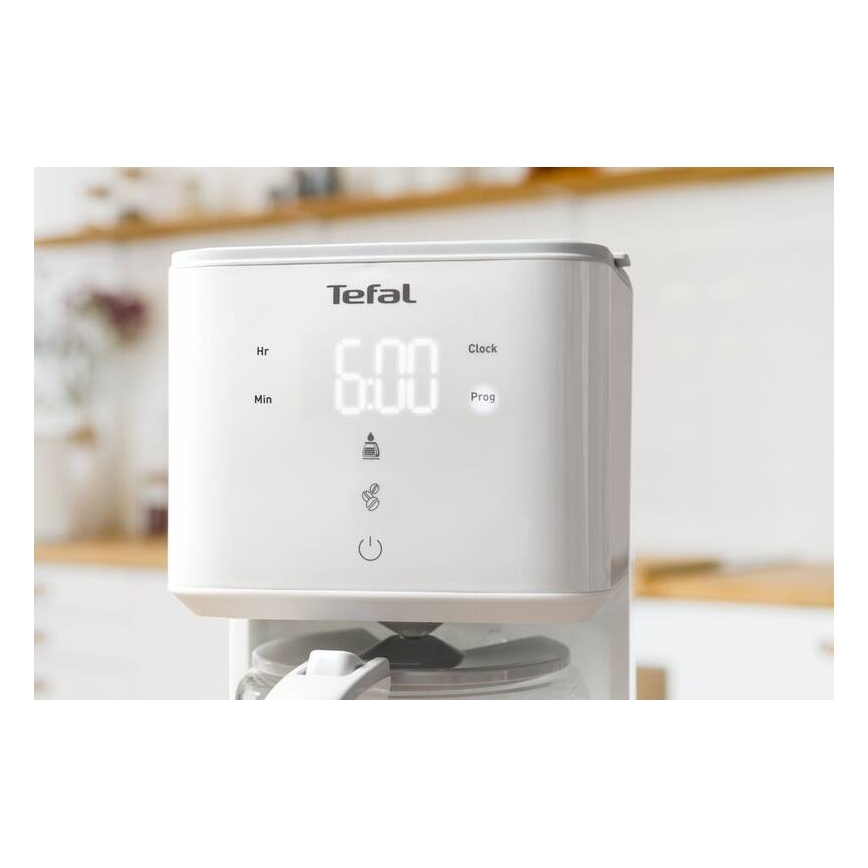 Tefal - Prekvapkávajúci kávovar s LCD displejom SENSE 1000W/230V biela