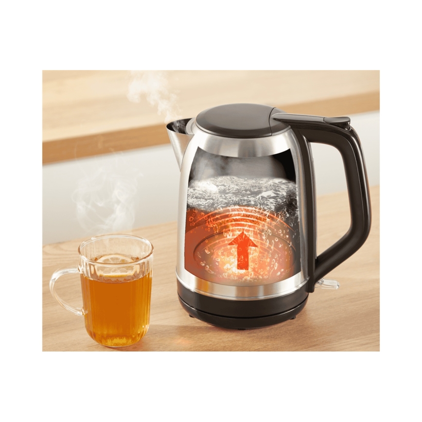 Tefal - Rýchlovarná kanvica SUBITO 1,7l 2400W/230V nerez/čierna