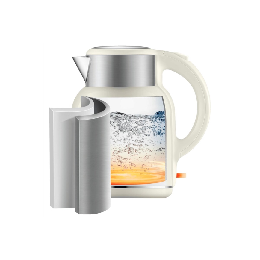 Tefal - Rýchlovarná kanvica THERMO PROTECT XL 1,9l 1650W/230V nerez/biela