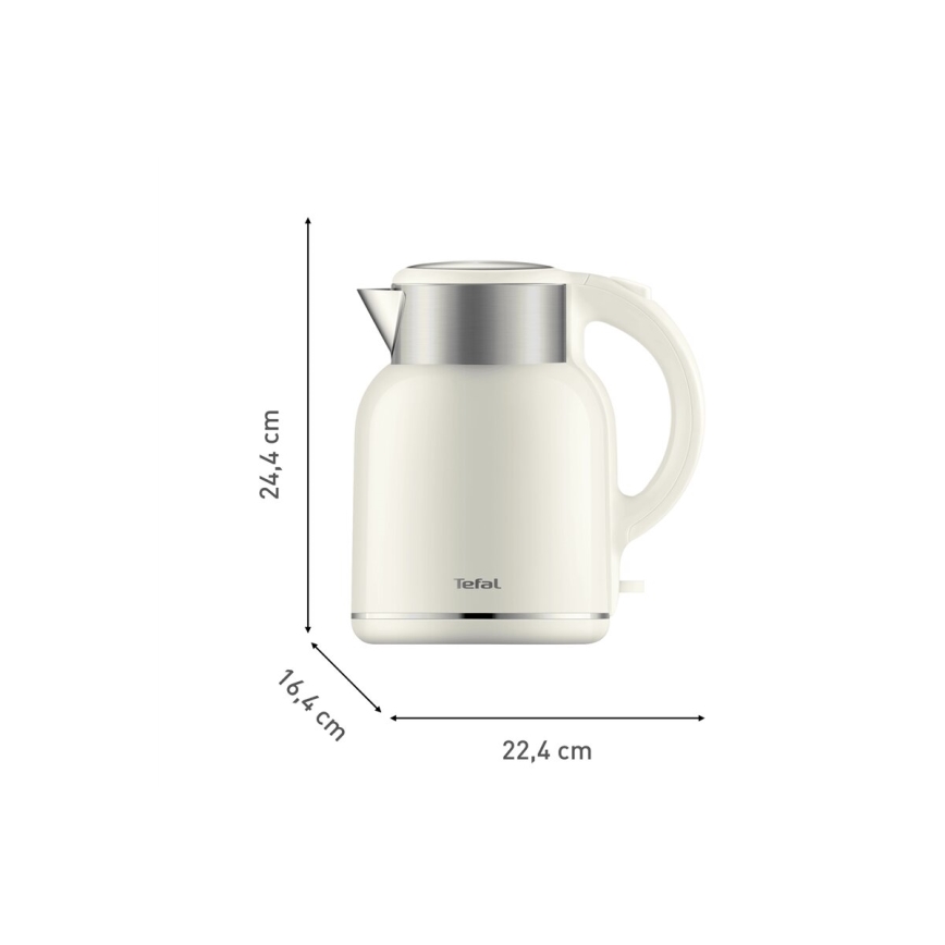 Tefal - Rýchlovarná kanvica THERMO PROTECT XL 1,9l 1650W/230V nerez/biela