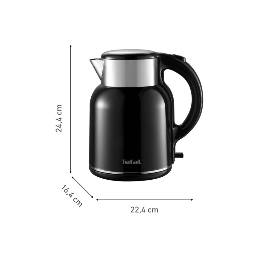 Tefal - Rýchlovarná kanvica THERMO PROTECT XL 1,9l 1650W/230V nerez/čierna