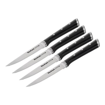 Tefal - SADA 4x Nerezový nôž na steak ICE FORCE 11 cm lesklý chróm/čierna