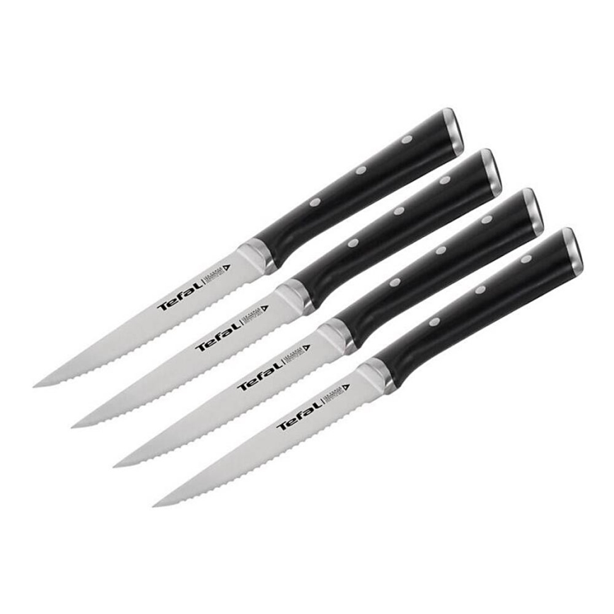 Tefal - SADA 4x Nerezový nôž na steak ICE FORCE 11 cm lesklý chróm/čierna