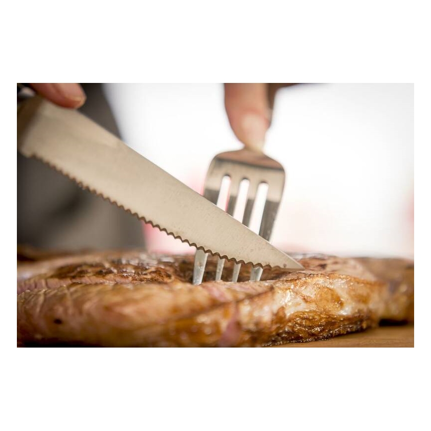 Tefal – Sada 4 steakových nožov ICE FORCE, nerezová oceľ, 11 cm, lesklý chróm/čierna