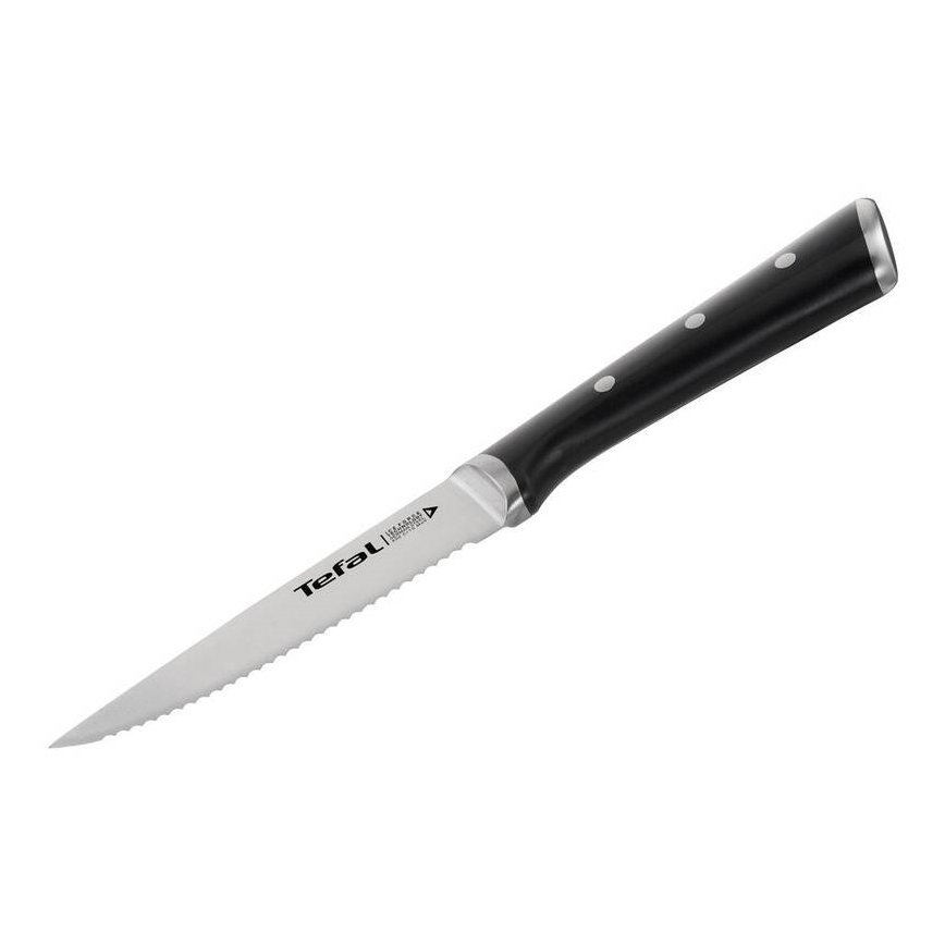 Tefal – Sada 4 steakových nožov ICE FORCE, nerezová oceľ, 11 cm, lesklý chróm/čierna