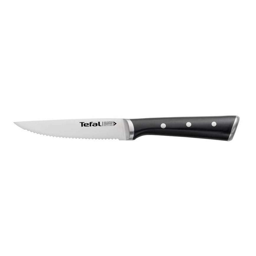 Tefal – Sada 4 steakových nožov ICE FORCE, nerezová oceľ, 11 cm, lesklý chróm/čierna