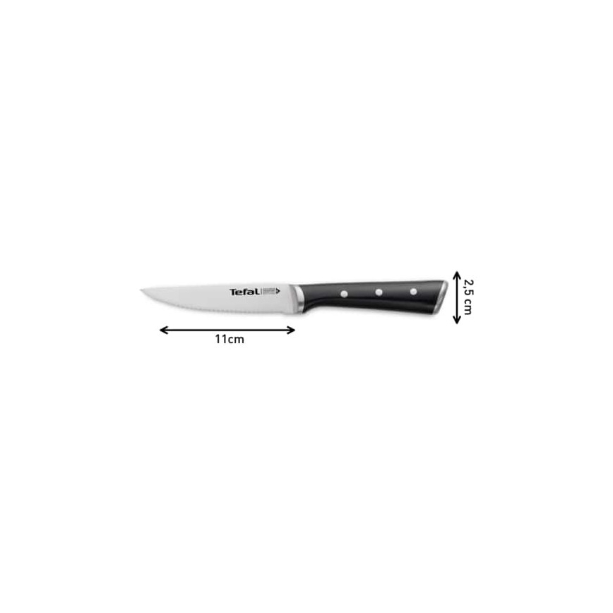 Tefal – Sada 4 steakových nožov ICE FORCE, nerezová oceľ, 11 cm, lesklý chróm/čierna