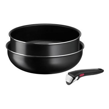 Tefal - Sada panvíc 3 ks INGENIO EASY COOK & CLEAN BLACK