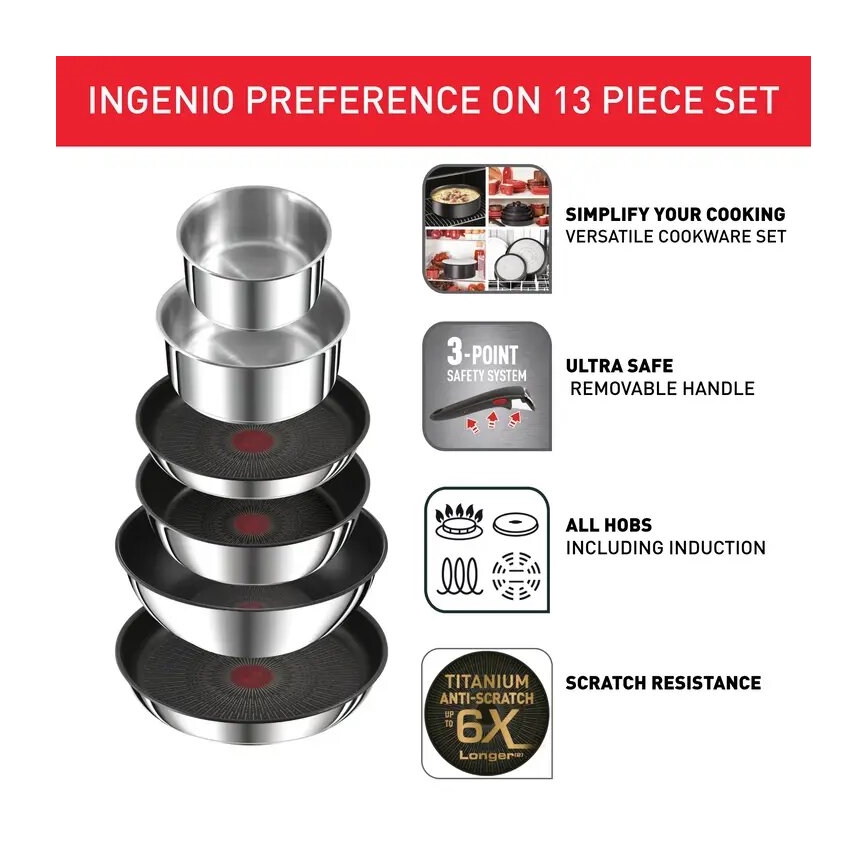 Tefal - Sada riadu 13 ks INGENIO PREFERENCE ON nerez