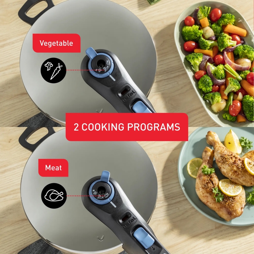 Tefal - Sada tlakových hrncov 4/6 l SECURE TRENDY nerez