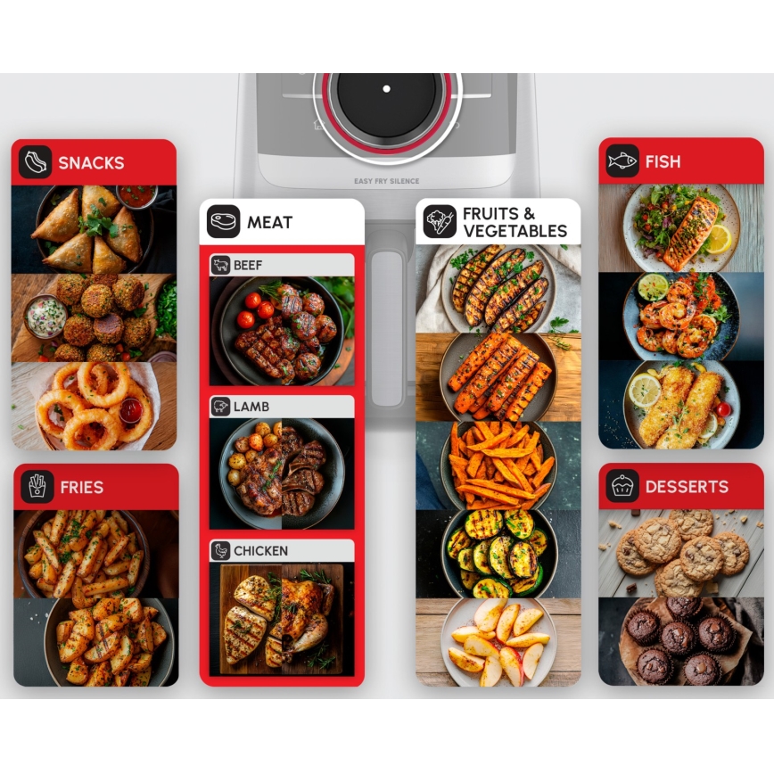 Tefal - Teplovzdušná fritéza 5 l EASY FRY SILENCE SMART 1400-1670W/230V