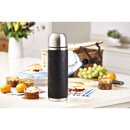 Tefal - Termoska s hrnčekom 1 l SENATOR nerez/čierna