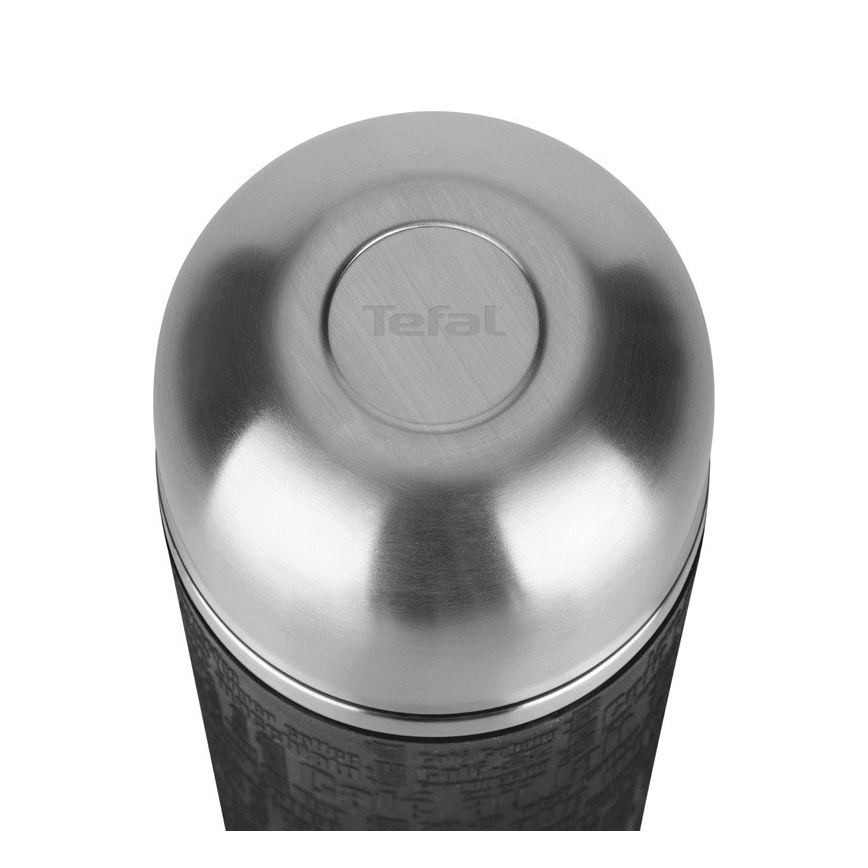 Tefal - Termoska s hrnčekom 1 l SENATOR nerez/čierna