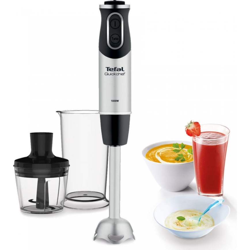 Tefal - Tyčový mixér QUICKCHEF 2v1 1000W/230V matný chróm/čierna