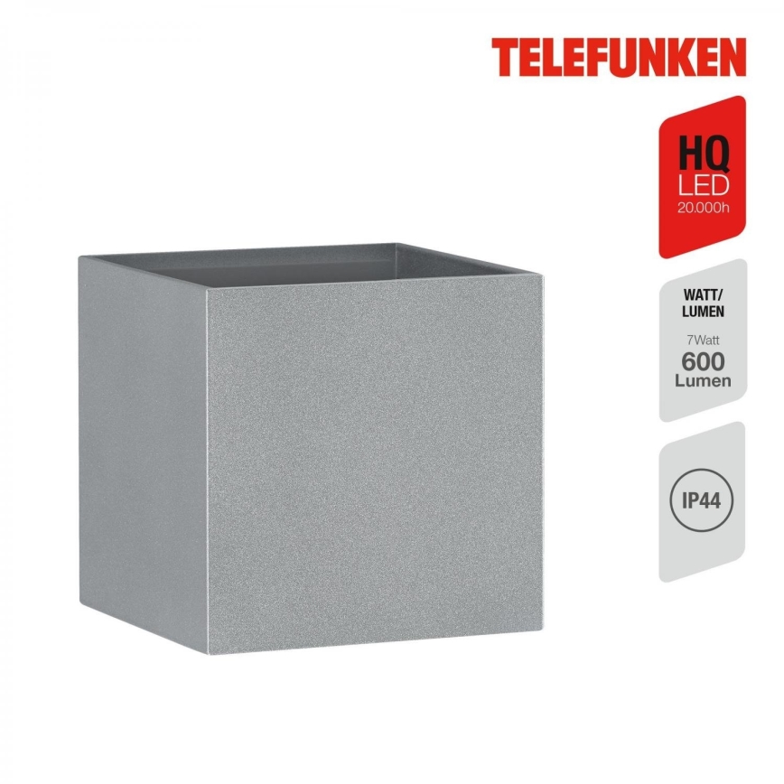 Telefunken 303404TF - LED vonkajšie nástenné svietidlo LED/7W/230V IP44 strieborné