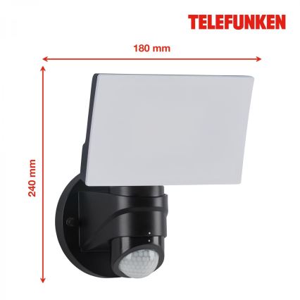 Telefunken 304305TF - LED Vonkajšie nástenné svietidlo so senzorom LED/24W/230V IP44 čierna