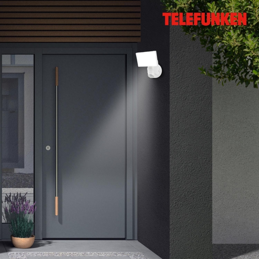 Telefunken 304306TF - LED Vonkajšie nástenné svietidlo so senzorom LED/16W/230V IP44 biela