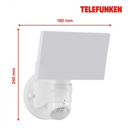 Telefunken 304306TF - LED Vonkajšie nástenné svietidlo so senzorom LED/16W/230V IP44 biela