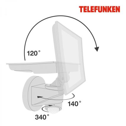 Telefunken 304406TF - LED Vonkajší nástenný reflektor so senzorom LED/20W/230V IP44