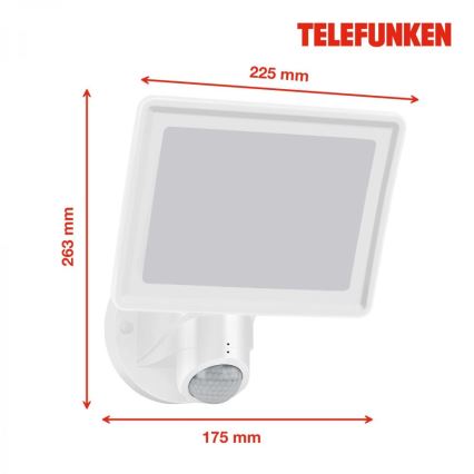 Telefunken 304406TF - LED Vonkajší nástenný reflektor so senzorom LED/20W/230V IP44