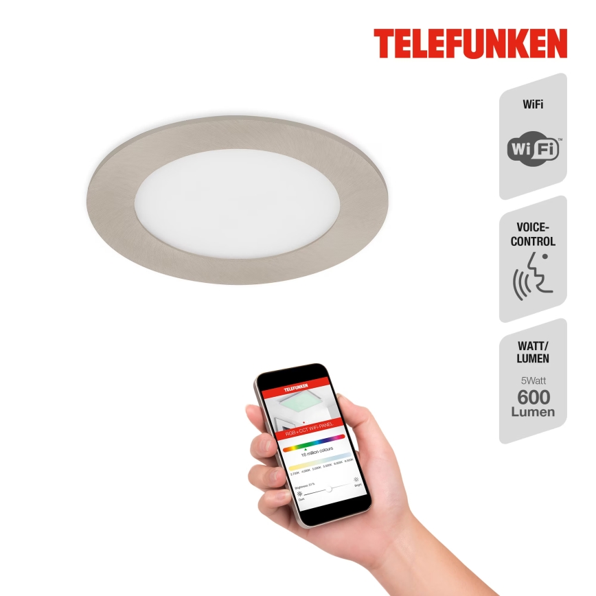 Telefunken 309302TF - LED RGBW Stmievateľné kúpeľňové podhľadové svietidlo LED/6W/230V 2700-6500K IP23 Wi-Fi Tuya
