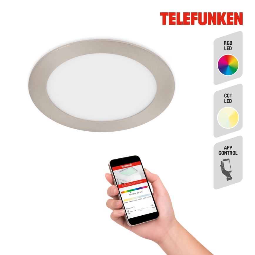 Telefunken 309402TF - LED RGBW Stmievateľné kúpeľňové podhľadové svietidlo LED/12W/230V 2700-6500K IP23 Wi-Fi Tuya