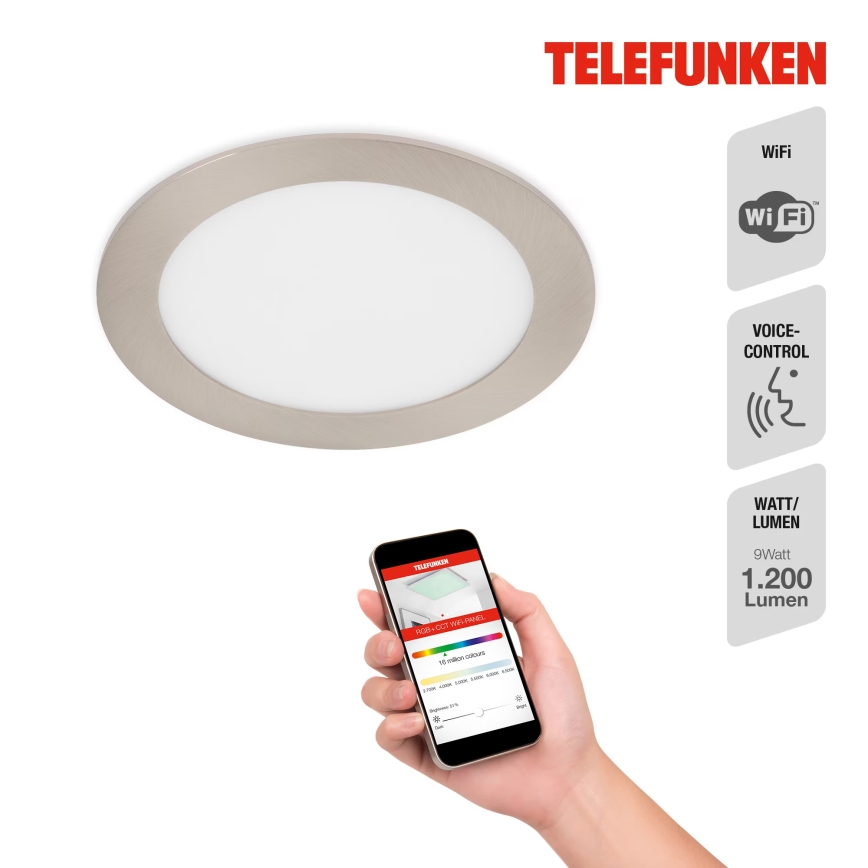 Telefunken 309402TF - LED RGBW Stmievateľné kúpeľňové podhľadové svietidlo LED/12W/230V 2700-6500K IP23 Wi-Fi Tuya