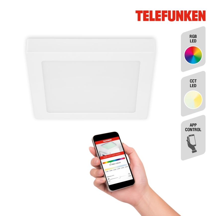 Telefunken 309606TF - LED RGBW Stmievateľné stropné svietidlo LED/18W/230V 2700-6500K Wi-Fi Tuya