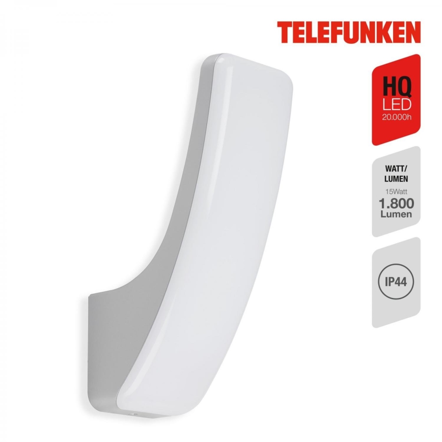 Telefunken 311604TF - LED Vonkajšie nástenné svietidlo LED/15W/230V IP44 strieborná