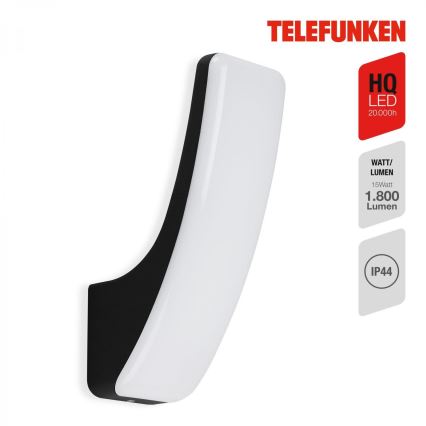 Telefunken 311605TF - LED Vonkajšie nástenné svietidlo LED/15W/230V IP44 čierna