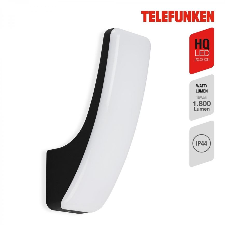 Telefunken 311605TF - LED Vonkajšie nástenné svietidlo LED/15W/230V IP44 čierna