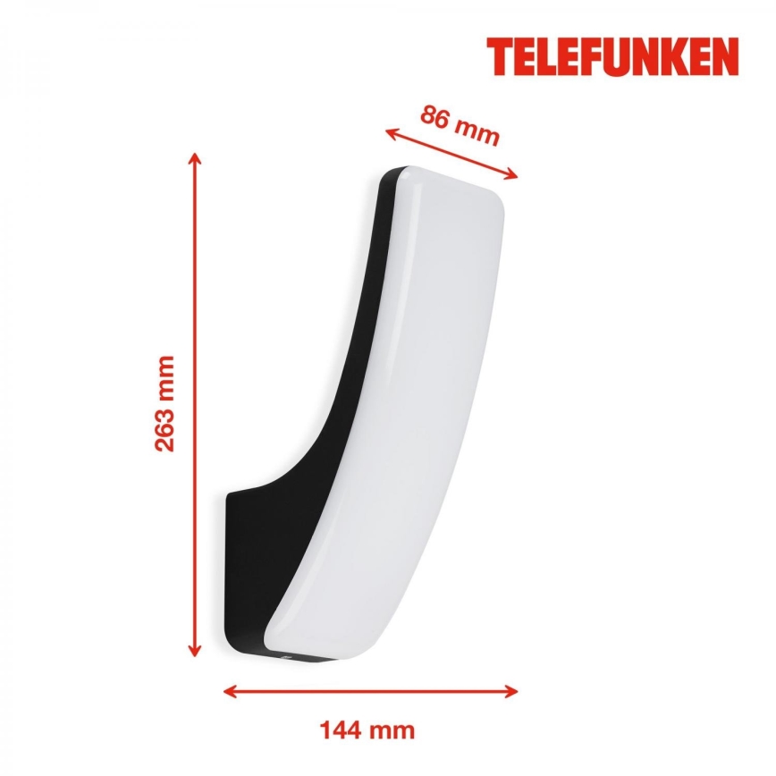 Telefunken 311605TF - LED Vonkajšie nástenné svietidlo LED/15W/230V IP44 čierna