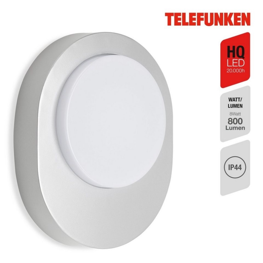 Telefunken 312004TF - LED Vonkajšie nástenné svietidlo LED/8W/230V IP44 strieborná