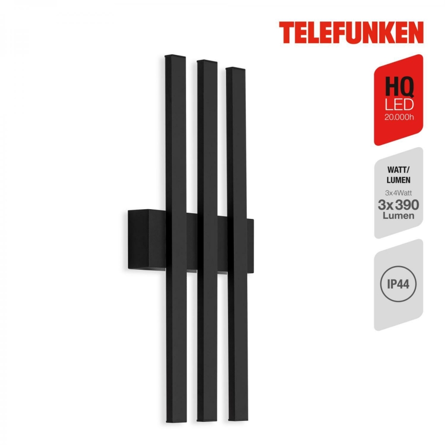 Telefunken 313305TF - LED Vonkajšie nástenné svietidlo 3xLED/4W/230V IP44