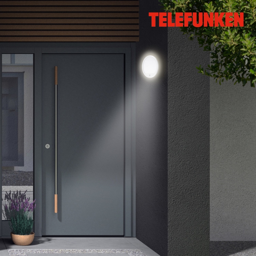 Telefunken 313706TF - LED Vonkajšie nástenné svietidlo so senzorom LED/15W/230V IP44 biela